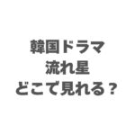 韓国ドラマ『流れ星』はどこで見れる？配信サービスを徹底調査！