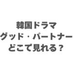 韓国ドラマ『グッド・パートナー』はどこで見れる？配信を徹底調査！